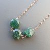 Collana Girocollo Con Catena Oro Rosa Argento 925 EAvventurina Verde Cubetti Sfaccettato A Mano