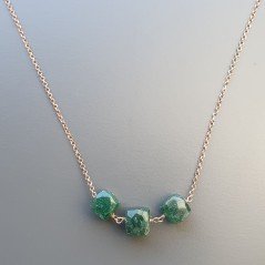 Collana Girocollo Con Catena Oro Rosa Argento 925 EAvventurina Verde Cubetti Sfaccettato A Mano