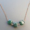 Collana Girocollo Con Catena Oro Rosa Argento 925 EAvventurina Verde Cubetti Sfaccettato A Mano
