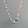 Collana Girocollo Con Catena Oro Rosa Argento 925 EAvventurina Verde Cubetti Sfaccettato A Mano