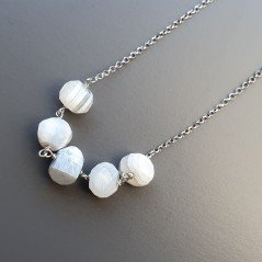Collana Girocollo Con Catena Rodiato Argento 925 E Opale Somalia Rondelle Sfaccettate A Mano