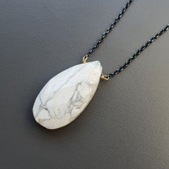Collana Girocollo Con Catena Brunito Argento 925 E Aulite Gocce Piatte Sfaccettate A mano