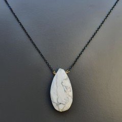 Collana Girocollo Con Catena Brunito Argento 925 E Aulite Gocce Piatte Sfaccettate A mano