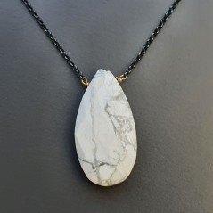 Collana Girocollo Con Catena Brunito Argento 925 E Aulite Gocce Piatte Sfaccettate A mano