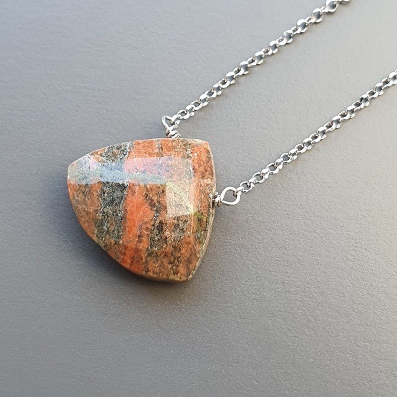 Collana Girocollo Con Catena Rodiato Argento 925 E Unakite Rettangolo Briolette Sfaccettate A Mano Collana Girocollo Con Catena Rodiato Argento 925 E Unakite Rettangolo Briolette Sfaccettate A Mano