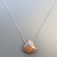 Collana Girocollo Con Catena Rodiato Argento 925 E Unakite Rettangolo Briolette Sfaccettate A Mano Collana Girocollo Con Catena Rodiato Argento 925 E Unakite Rettangolo Briolette Sfaccettate A Mano