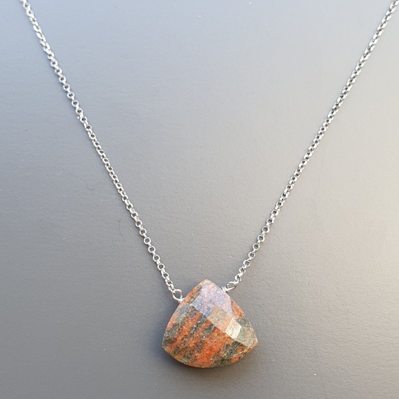 Collana Girocollo Con Catena Rodiato Argento 925 E Unakite Rettangolo Briolette Sfaccettate A Mano Collana Girocollo Con Catena Rodiato Argento 925 E Unakite Rettangolo Briolette Sfaccettate A Mano