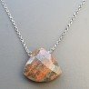Collana Girocollo Con Catena Rodiato Argento 925 E Unakite Rettangolo Briolette Sfaccettate A Mano
