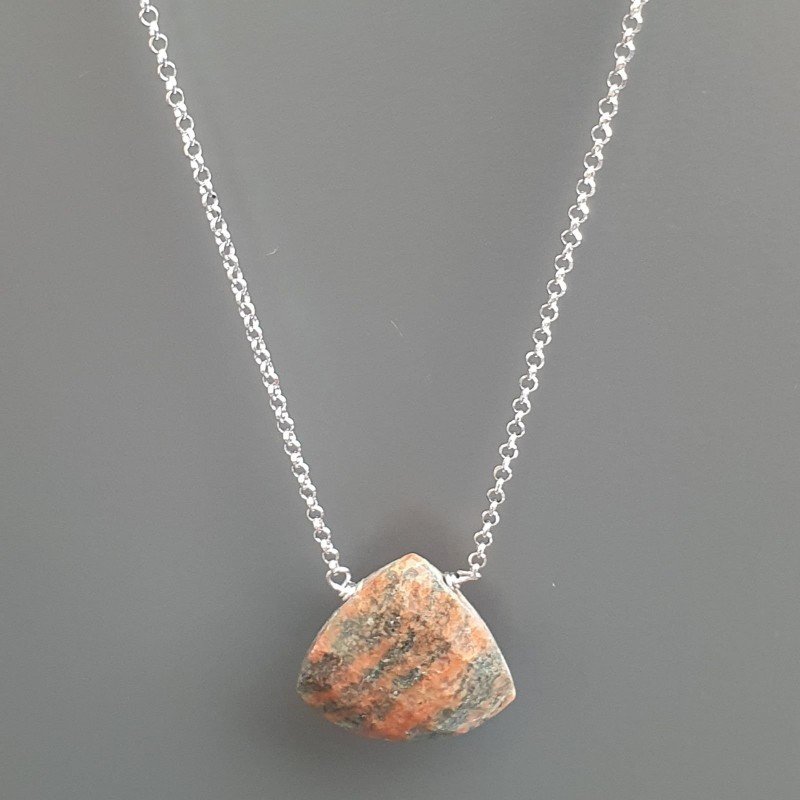 Collana Girocollo Con Catena Rodiato Argento 925 E Unakite Rettangolo Briolette Sfaccettate A Mano Collana Girocollo Con Catena Rodiato Argento 925 E Unakite Rettangolo Briolette Sfaccettate A Mano