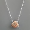Collana Girocollo Con Catena Rodiato Argento 925 E Unakite Rettangolo Briolette Sfaccettate A Mano