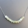 Collana Girocollo Con Catena Rodiato Argento 925 E Prehnite Rondelle Sfaccettato A Mano