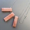 Collana Girocollo Con Catena Rodiato Argento 925 E Rhodonite Rettangolo Baguette Sfaccettate A Mano