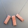 Collana Girocollo Con Catena Rodiato Argento 925 E Rhodonite Rettangolo Baguette Sfaccettate A Mano
