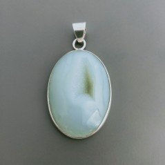 Ciondolo Di Argento 925 con Calcedonio Grezzo Druzy