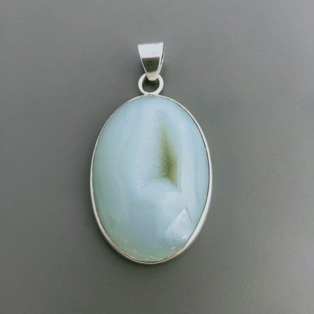 Ciondolo Di Argento 925 con Calcedonio Grezzo Druzy