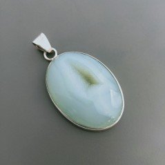 Ciondolo Di Argento 925 con Calcedonio Grezzo Druzy