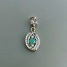 Ciondolo Di Argento 925 con Radice di Smeraldo Tondo e Zirconi Stile Etnico