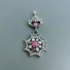 Ciondolo Di Argento 925 con Radice di Rubino Tondo e Zirconi Stile Etnico