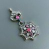 Ciondolo Di Argento 925 con Radice di Rubino Tondo e Zirconi Stile Etnico