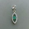 Ciondolo Di Argento 925 con Radice di Smeraldo Ovale e Zirconi Stile Etnico