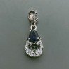 Ciondolo Di Argento 925 con Radice di Zaffiro Goccia e Zirconi Stile Etnico