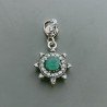 Ciondolo Di Argento 925 con Radice di Smeraldo Tondo e Zirconi Stile Etnico