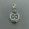 Ciondolo Di Argento 925 con Radice di Smeraldo Marquise e Zirconi Stile Etnico