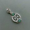 Ciondolo Di Argento 925 con Radice di Smeraldo Marquise e Zirconi Stile Etnico