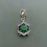 Ciondolo Di Argento 925 con Radice di Smeraldo Ovale e Zirconi Stile Etnico