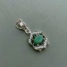 Ciondolo Di Argento 925 con Radice di Smeraldo Ovale e Zirconi Stile Etnico