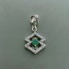 Ciondolo Di Argento 925 con Radice di Smeraldo Tondo e Zirconi Stile Etnico