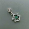 Ciondolo Di Argento 925 con Radice di Smeraldo Tondo e Zirconi Stile Etnico