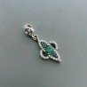 Ciondolo Di Argento 925 con Radice di Smeraldo Ovale e Zirconi Stile Etnico