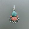 Ciondolo Di Argento 925 con Turchese e Corallo Stile Etnico