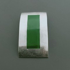Ciondolo Di Argento 925  Barretta Smaltato Verde Rettangolare