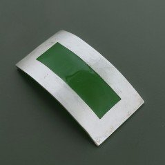 Ciondolo Di Argento 925 Barretta Smaltato Verde Rettangolare