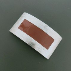 Ciondolo Di Argento 925  Barretta Smaltato Marrone Rettangolare