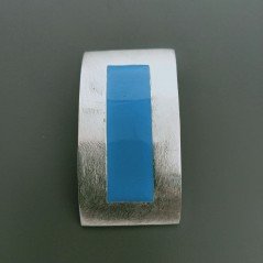 Ciondolo Di Argento 925 Barretta Smaltato Azzurro Rettangolare