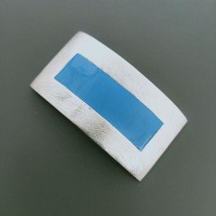 Ciondolo Di Argento 925  Barretta Smaltato Azzurro Rettangolare