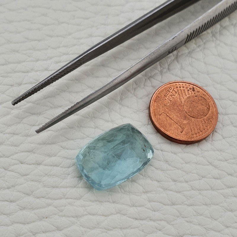 Acquamarina Naturale Taglio Cuscino Sfaccettata Fatto a Mano Gemma Sciolta 12X16x8,4mm 11,55 Carati 1pz