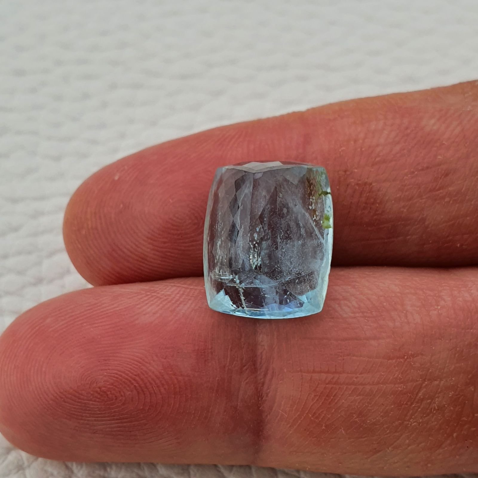 Acquamarina Naturale Taglio Cuscino Sfaccettata Fatto a Mano Gemma Sciolta 12X15X9,7mm AA 12,50 Carati 1pz