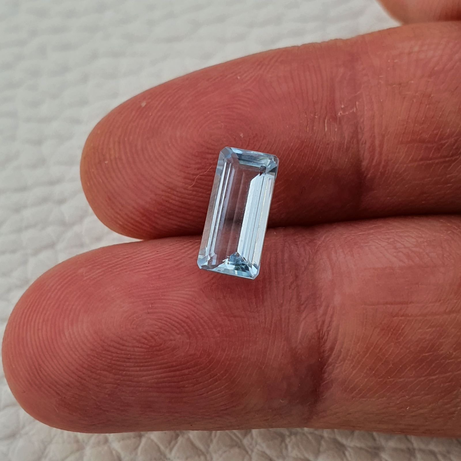 Acquamarina Naturale (A) Taglio Smeraldo Ottagono Sfaccettata Fatto a Mano Gemma Sciolta 10,60X5,20X4mm 1,85 Carati 1pz