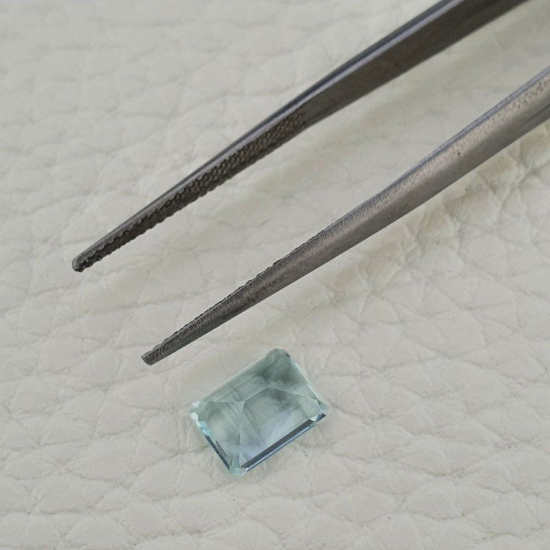 Acquamarina Naturale (AA) Taglio Smeraldo Ottagono Sfaccettata Fatto a Mano Gemma Sciolta 08X06X4mm 1,45 Carati 1pz