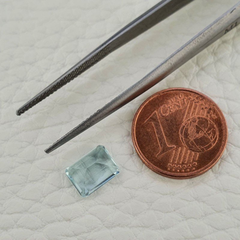 Acquamarina Naturale (AA) Taglio Smeraldo Ottagono Sfaccettata Fatto a Mano Gemma Sciolta 08X06X4mm 1,45 Carati 1pz