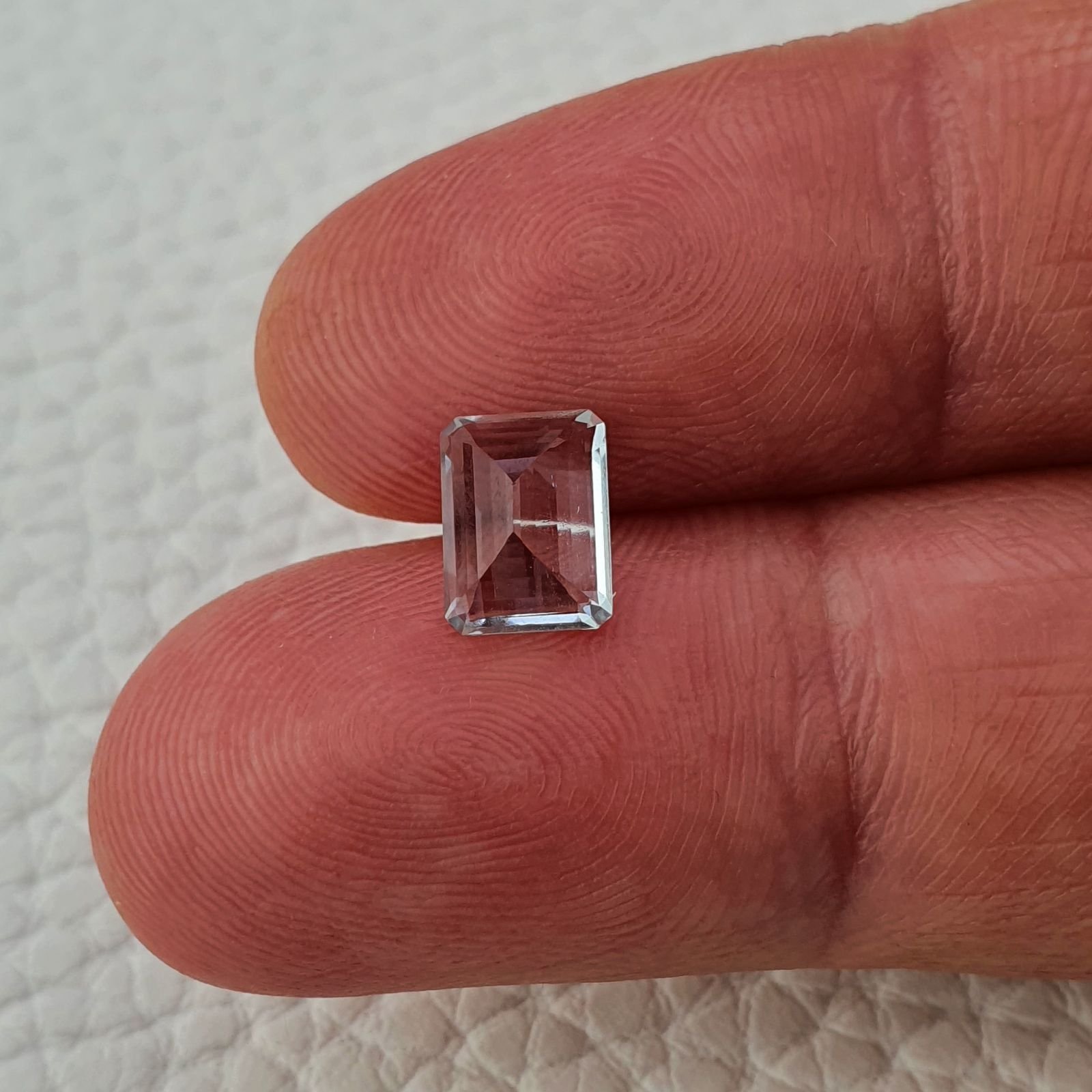 Acquamarina Naturale (AA) Taglio Smeraldo Ottagono Sfaccettata Fatto a Mano Gemma Sciolta 08X06X4mm 1,45 Carati 1pz