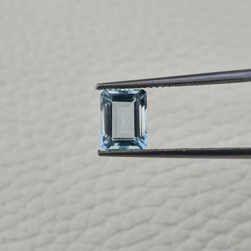 Acquamarina Naturale (AA) Taglio Smeraldo Ottagono Sfaccettata Fatto a Mano Gemma Sciolta 08X06X4mm 1,45 Carati 1pz