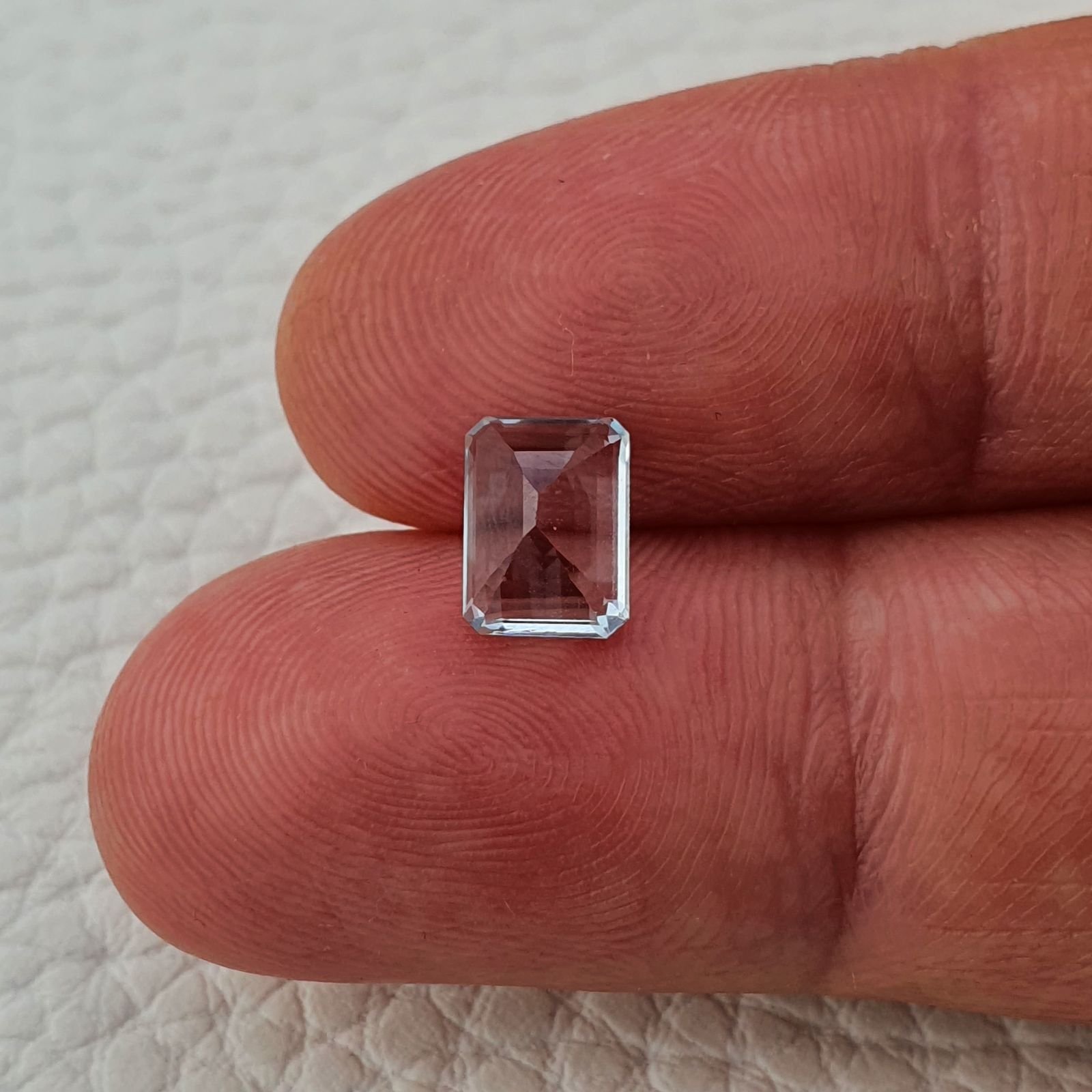 Acquamarina Naturale (AA) Taglio Smeraldo Ottagono Sfaccettata Fatto a Mano Gemma Sciolta 08X06X04mm 1,50 Carati 1pz