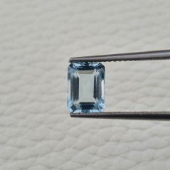 Gemma Sciolta di Acquamarina Naturale (AA), Taglio Smeraldo Ottagono Sfaccettato a Mano, 08x06x04 mm, 1,50 ct