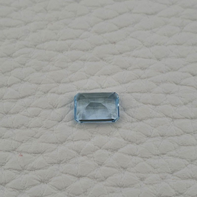 Acquamarina Naturale (AA) Taglio Smeraldo Ottagono Sfaccettata Fatto a Mano Gemma Sciolta 08X5,80X3,40mm 1,35 Carati 1pz