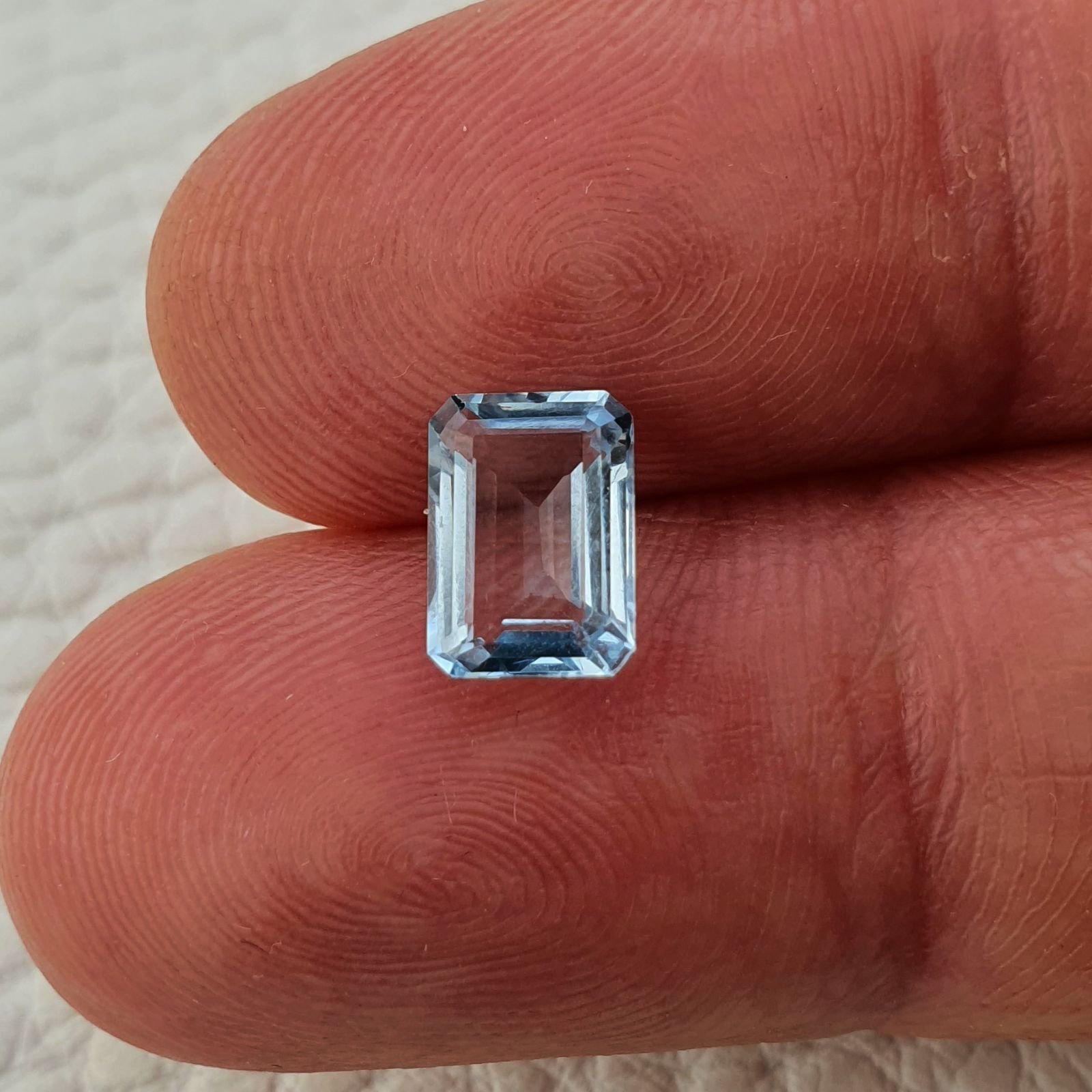 Acquamarina Naturale (AA) Taglio Smeraldo Ottagono Sfaccettata Fatto a Mano Gemma Sciolta 08X5,80X3,40mm 1,35 Carati 1pz